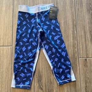 Nike Pro Blue and Black Graphic Leggings